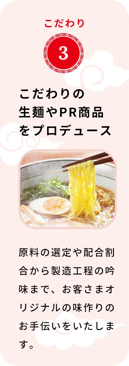 こだわりの生麺やPR商品をプロデュース